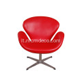 Aukštos kokybės raudonos odos gulbės kėdės replika